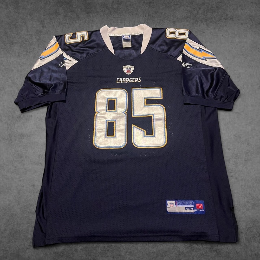 Reebok Los Angeles Chargers Antonio Gates 85 NFL Jersey Navy Blue Y2K Size 54